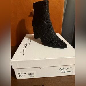 Betsey Johnson Sparkling Black Ankle Booties